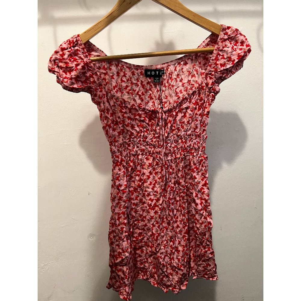 Motel Rocks Pink Floral Ruffle Dress, Size S